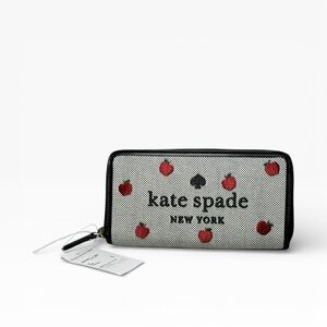 Kate Spade  Ella Apple Toss Embroidered Large Continental Zip Wallet